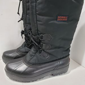 Sorel 14" High Top Boots Women's 9 Black Winter Waterproof Insulated Rubber